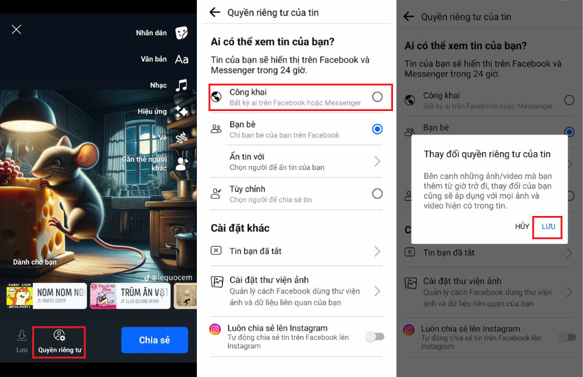 Cach bat che do cong khai Story trên Facebook