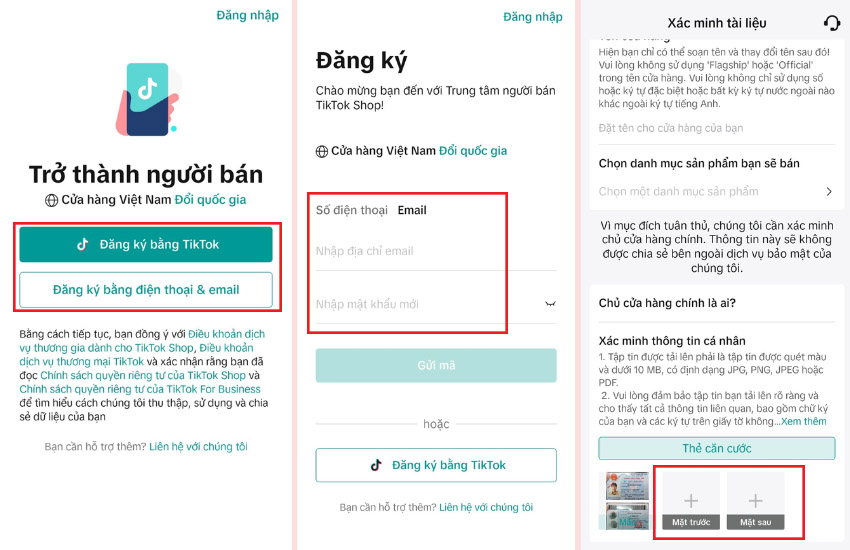 Cach dang ky TikTok Shop bang CMND