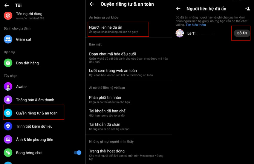 Cach bo an nguoi lien he tren Facebook