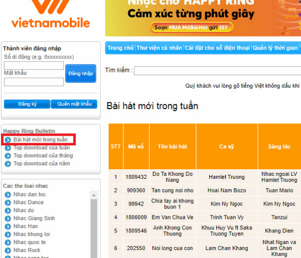 cach tim nhac cho vietnamobile moi nhat