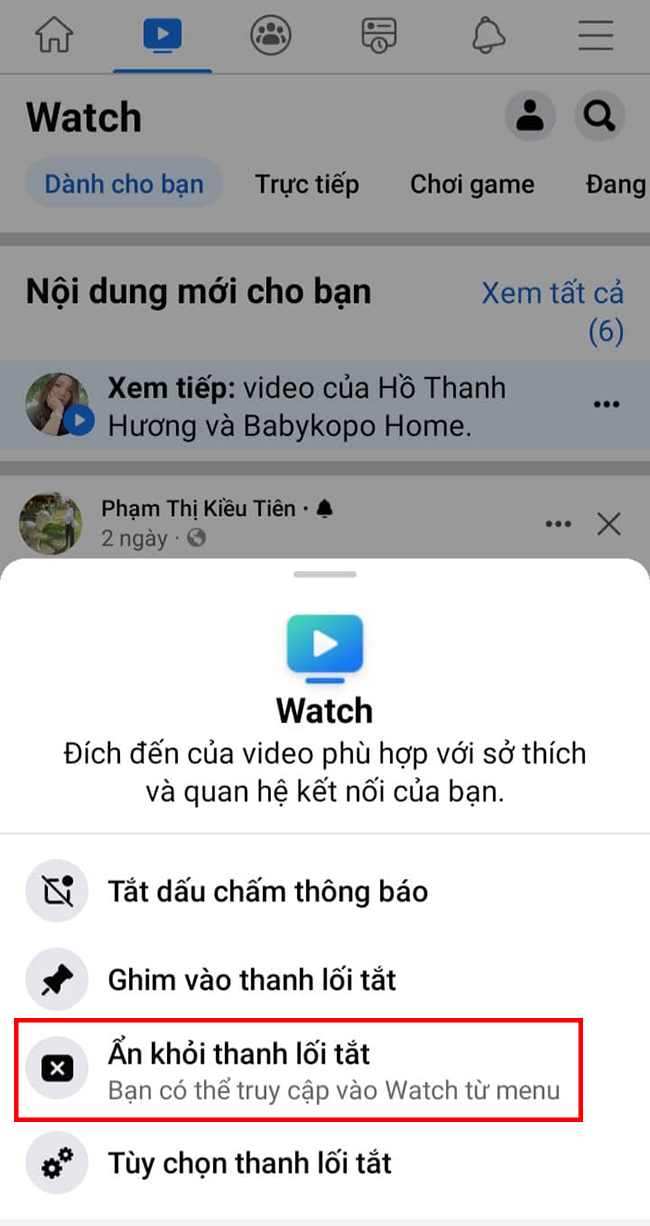 cách tắt Watch trên Facebook