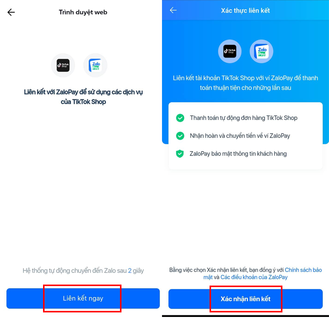 liên kết ví ZaloPay với TikTok