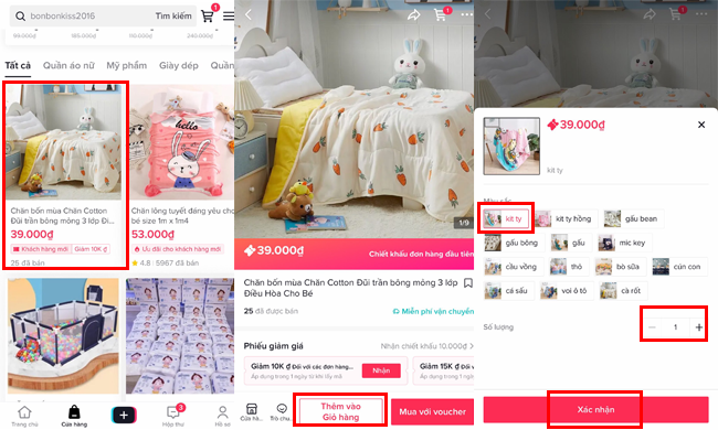 thêm sản phẩm vào giỏ hàng trên TikTok