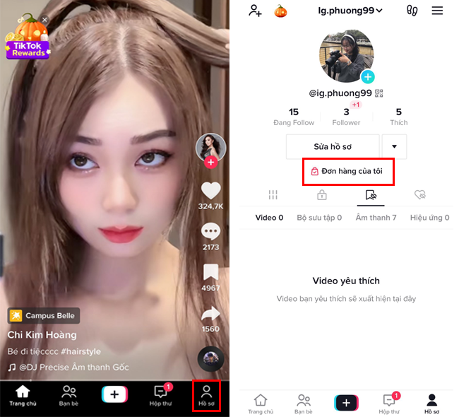 tại sao không có mục đơn hàng trên TikTok