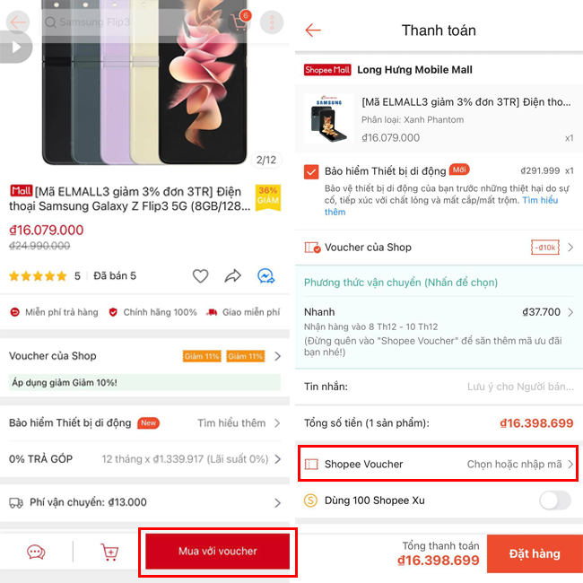 cách mua trả góp Shopee